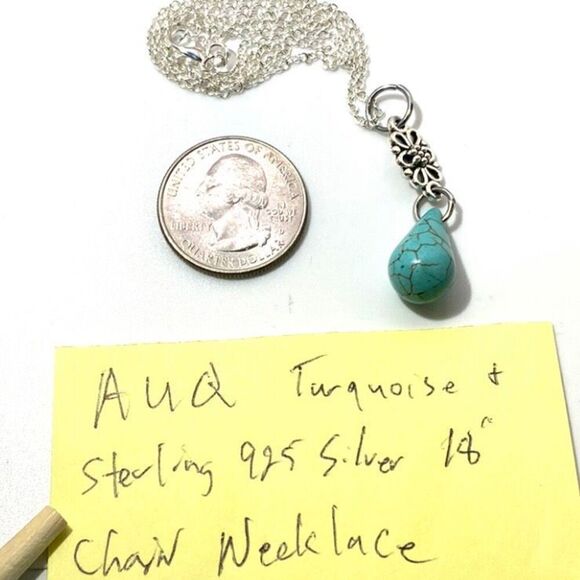 AUQ Sterling 925 Silver & Turquoise Necklace - Picture 8 of 10